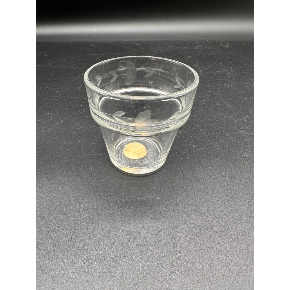 Princess House Heritage Etched Glass Small Planter Votive Candle Holder Canada